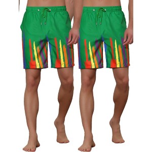 Lars Amadeus Summer Comfortable Elastic Waist Colorful Printed Beach Board Shorts 2 Pcs - 1 of 4