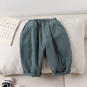 MyKids-Usa Autumn Arrival Kids Unisex Soft Comfortable Corduroy Long Solid Color Pants - 1 of 3