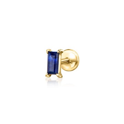 Pure Collection by Ross-Simons 0.10 Carat Baguette Sapphire Single Flat-Back Stud Earring in 14kt Yellow Gold