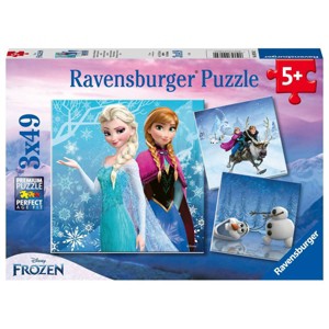 Ravensburger Disney Frozen: Winter Adventures 3x49pc Jigsaw Puzzle Set: Paperboard Puzzle for Creative Thinking, Kids Theme - 1 of 4