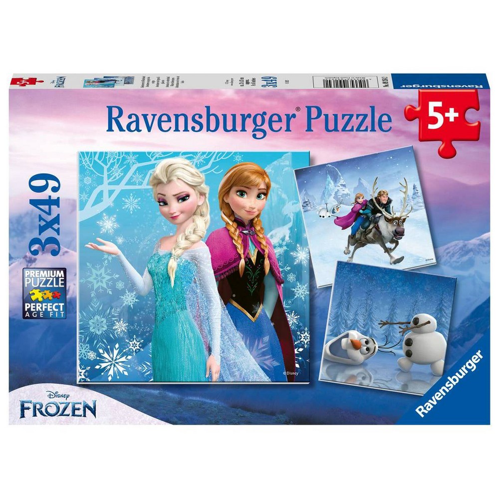 Ravensburger Disney Frozen: Winter Adventures 3x49pc Jigsaw Puzzle Set: Paperboard Puzzle for Creative Thinking, Kids Theme
