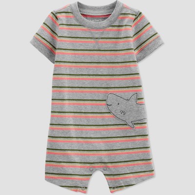 Carter's Just One You®️ Baby Boys' Striped Romper - Gray Newborn