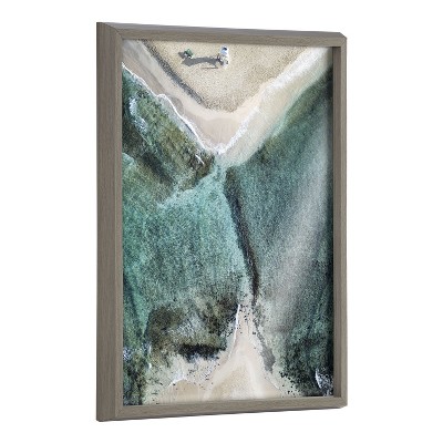 Kate and Laurel Blake Poipu Beach Framed Printed Art by Rachel Bolgov, 18x24, Gray