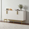 Modern 4-Door Sideboard Buffet Cabinet with Wavy Stripe Doors, Adjustable Shelves and Gold Metal Handles for Dining Room, Living Room - 3 of 4