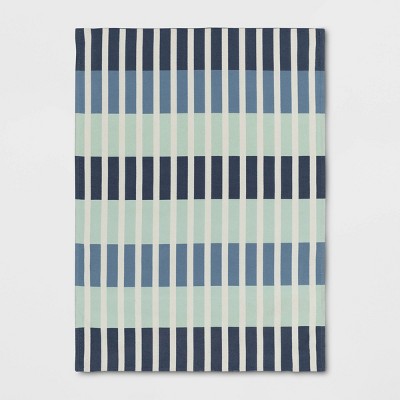 4'x5'6" Broken Checkered Kids' Rug Green/Blue - Pillowfort™