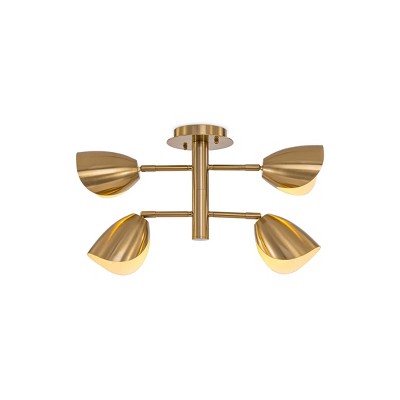 VidaLite Splay 4-Light Flush Mount Brass