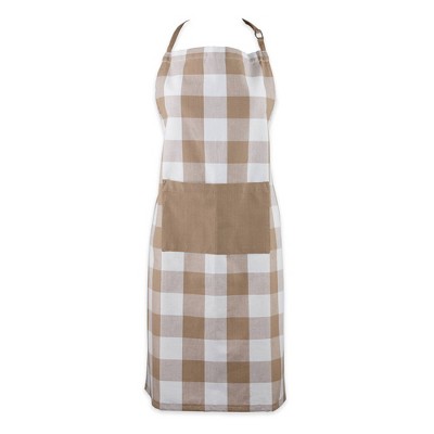 Cotton Buffalo Check Apron Brown - Design Imports