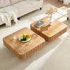 Kumasinova 31.5" Handmade Drum Coffee Table with Storage,Square End Table with MDF Pedestal,Modern Center Table for Living Room - 3 of 4
