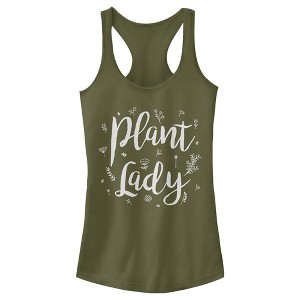 Juniors Womens Lost Gods Plant Lady Doodles Racerback Tank Top - 1 of 4