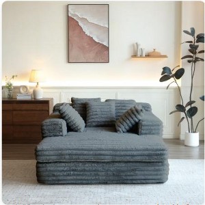 Vynxaria Oversized Chaise Lounge ¨C Plush Upholstered Sofa Bed with Pillows & Armrests - 1 of 4