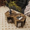 Gulches 2 Pieces 15 Inch High Brown Finished Hexagonal Nightstand with 2 Open Shelves - 3 of 4