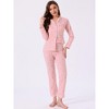 INSPIRE CHIC Women's Loungewear Button Up Cute Pattern Print Long Sleeve Notched Collar Pants Set with Pockets Pajama Set - 3 of 4