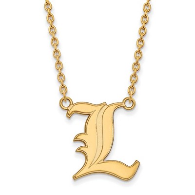 Black Bow Jewelry 10k Yellow Gold Louisville Cardinals NCAA Necklace 18 Inch