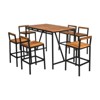 Tangkula 7PCS Patio Rattan Bar Set with Umbrella Hole Wood High-Dining Bistro Set with 6 Bar Stools for Poolside&Garden - image 3 of 4