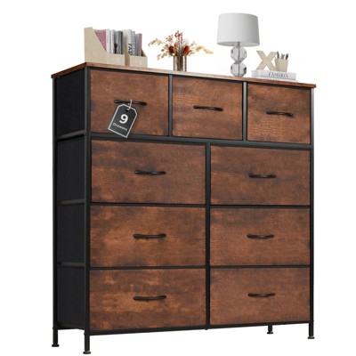 AZL1 Life Concept Utility Storage Bins Stylish and Functional Storage, 9-Drawer Dresser for Nursery, Closet, and Entryway, Brown, 39.3"*11.8"*39.9"