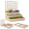 Tangkula 44" x 45" x 56" 3-Tier Raised Garden Bed w/ Lattice Trellis Open-Ended Base - 2 of 2