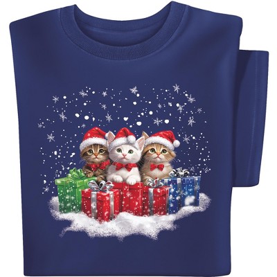 Collections Etc Cute Santa Snowy Kittens Short Sleeve Graphic Tee