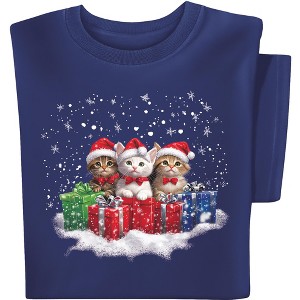 Collections Etc Cute Santa Snowy Kittens Short Sleeve Graphic Tee - 1 of 4
