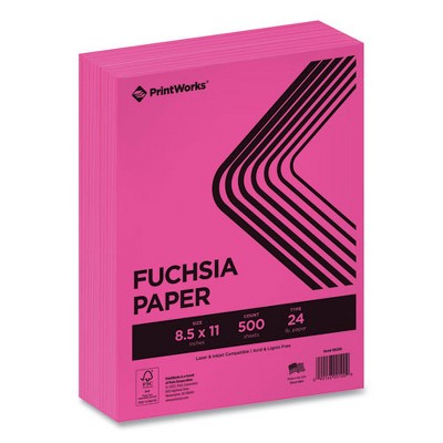PrintWorks Professional Color Paper, 24 lb Text Weight, 8.5 x 11, Fuchsia, 500/Ream