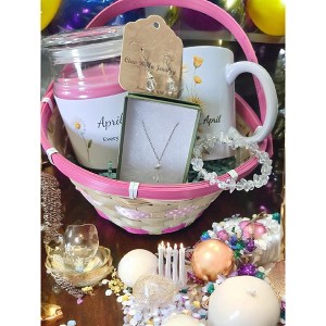 April Birthday Gift Box, Candle, Quartz Jewelry, Daisy Mug, Butterfly Box, Women's Birthday Gift - 1 of 2