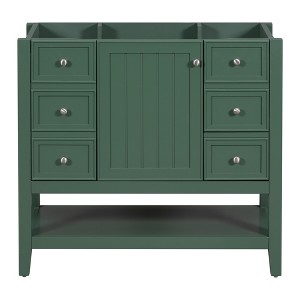 Vynxaria Green 36-inch Bathroom Storage Cabinets - Vanity Base with Drawers - 1 of 4