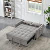 Modern Velvet Loveseat Futon Sofa Couch Pullout Bed, Small Love Seat Lounge Sofa w/Reclining Backrest, Toss Pillows, Pockets - 2 of 4