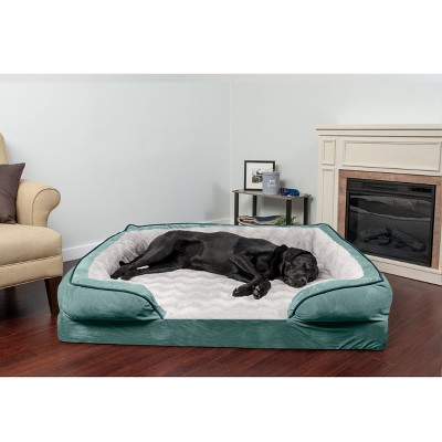 FurHaven Velvet Waves Perfect Comfort Cooling Gel Top Memory Foam Sofa Dog Bed