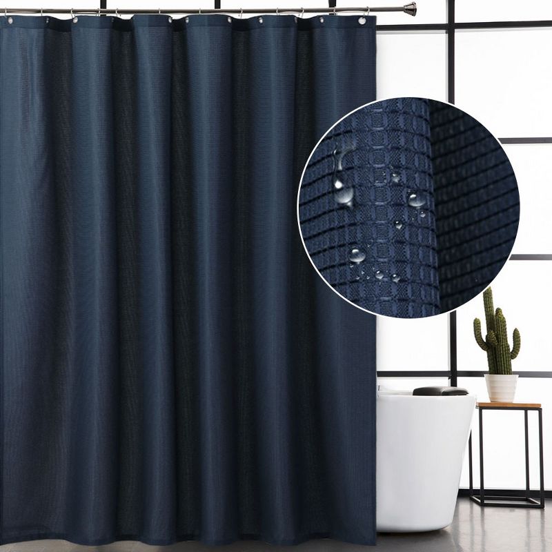 Waffle Fabric Shower Curtain for Bathroom, 1 of 7