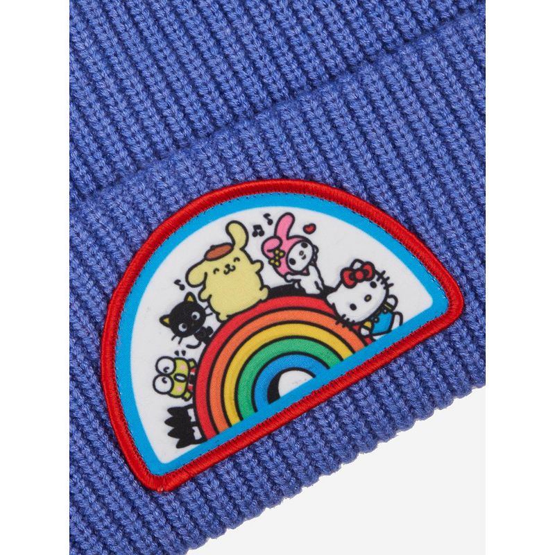 Hello Kitty & Friends Rainbow Patch Blue Ribbed Beanie, 3 of 4