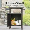 DOMETOUR Grill Carts Outdoor with Storage and Wheels, Whole Metal Portable Table and Storage Cabinet for BBQ, Deck, Patio, Backyard(Brown) - 2 of 4