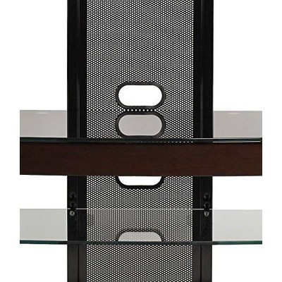 Espresso Black TV Stand with Mount and Glass Shelves