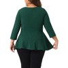 Agnes Orinda Women's Plus Size Pleated Crew Neck 3/4 Sleeve Peplum Dressy Casual Blouses - 4 of 4