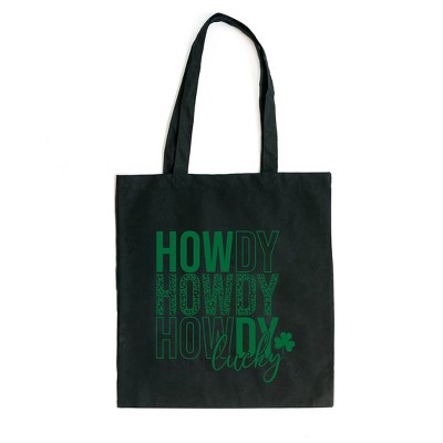 City Creek Prints Leopard Howdy Lucky Canvas Tote Bag - 15x16 - Black