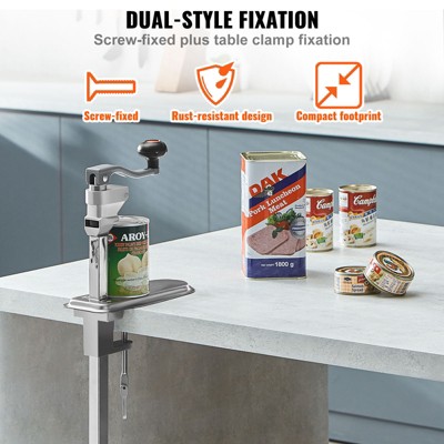 Commercial Steel Table Clamp Manual Can Opener with Ergonomic Handle