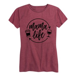 Women's - Instant Message - Mama Life Coffee Wine Short Sleeve Graphic T-Shirt - 1 of 4