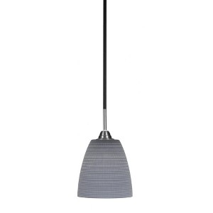 Toltec Lighting Paramount 1 - Light Pendant in  Matte Black/Brushed Nickel with 8" Gray Matrix Shade - 1 of 1