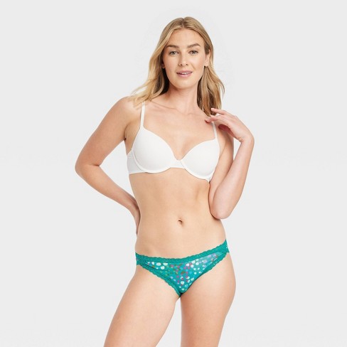 Women's Lace Trim Cotton Bikini Underwear - Auden™ Blue Xs : Target