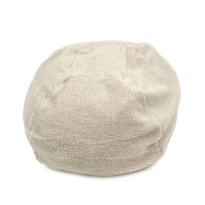 Medium Natural Faux Shearling Puff Ball Dog Bed