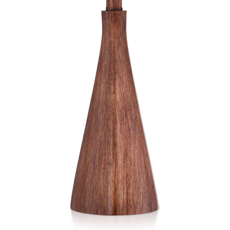 360 Lighting Modern Accent Table Lamp 23 1/2" High Brown Faux Wood Oatmeal Drum Shade for Bedroom Living Room House Bedside Nightstand Office Family, 5 of 9