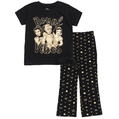 Disney Minnie Mouse Princess Ariel Snow White Girls Metallic Print T-Shirt and Flare Pants Outfit Set Toddler to Big Kid - image 1 of 4