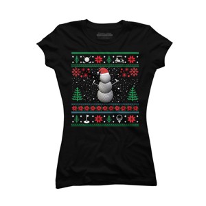 Junior's Design By Humans Christmas Golf Golfing Golfer Ugly Christmas Xmas By pahari T-Shirt - 1 of 3