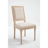 Gulches Set of 2 French Country Dining Chairs, Beige Cotton Linen Upholstery with Padded Square Back, Carved Solid Wood Frame - 4 of 4