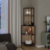 Runesay Black 5 Tier Narrow Bookshelf with USB Plug and Glass Holder, Tall Standing Shelf for Wall Corner - 3 of 4