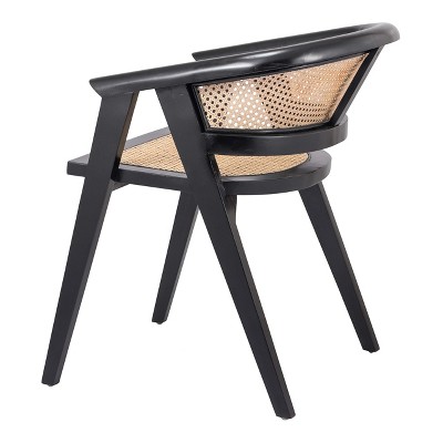 Black Rattan and Cane Low Arm Chair