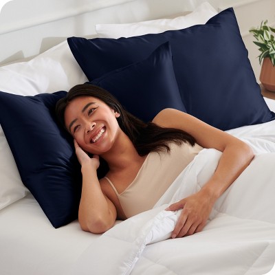 Midnight Blue Satin Standard/Queen Pillowcase Set