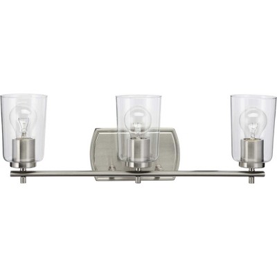 Adley Polished Nickel 3-Light Bath Vanity with Clear Glass Shades
