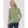 INSPIRE CHIC Women's Round Neck Ruffle 3/4 Sleeve Floral Print Chiffon Blouse - 4 of 4