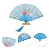 Unique Bargains Hot Stamped Floral with Tassel Folding Fan 1 Pc - 3 of 4