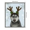 Amanti Art 23"x28" Husky and Antlers by Fab Funky Framed Canvas Wall Art Print - 4 of 4