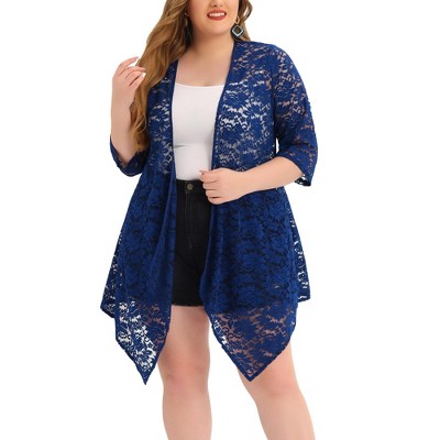 Agnes Orinda Women's Plus Size Draped Shawls Lightweight Open Front Lace Date Cardigans